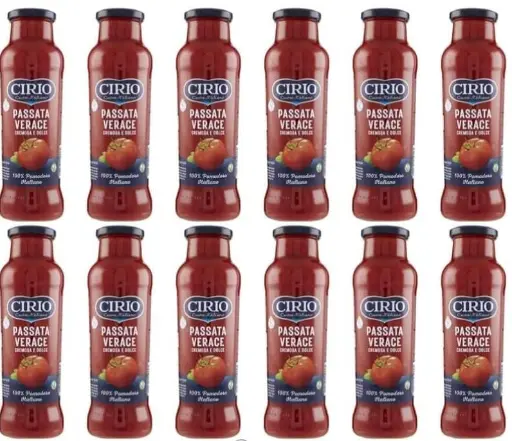 Cirio Passata Verace, Salsa di Pomodoro 100% Italiano, Confezione da 12 Bottiglie, 700g Ciascuna