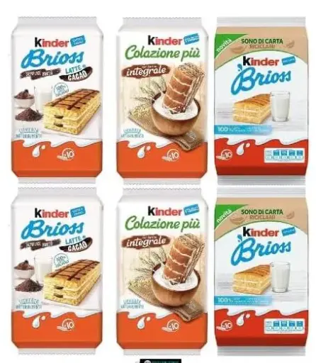 Kinder Brioss e Colazione Più, Confezione Mista di Merendine, Brioss al Latte e Integrale al Cacao, 6 confezioni