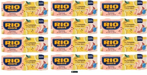 Rio Mare Tonno all'Olio d'Oliva con Limone e Pepe Nero, 12 Confezioni