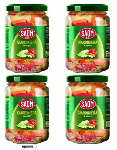 SAOM Giardiniera in Aceto, italienisches gemischtes eingelegtes Gemüse, 280 g, 4 Stück